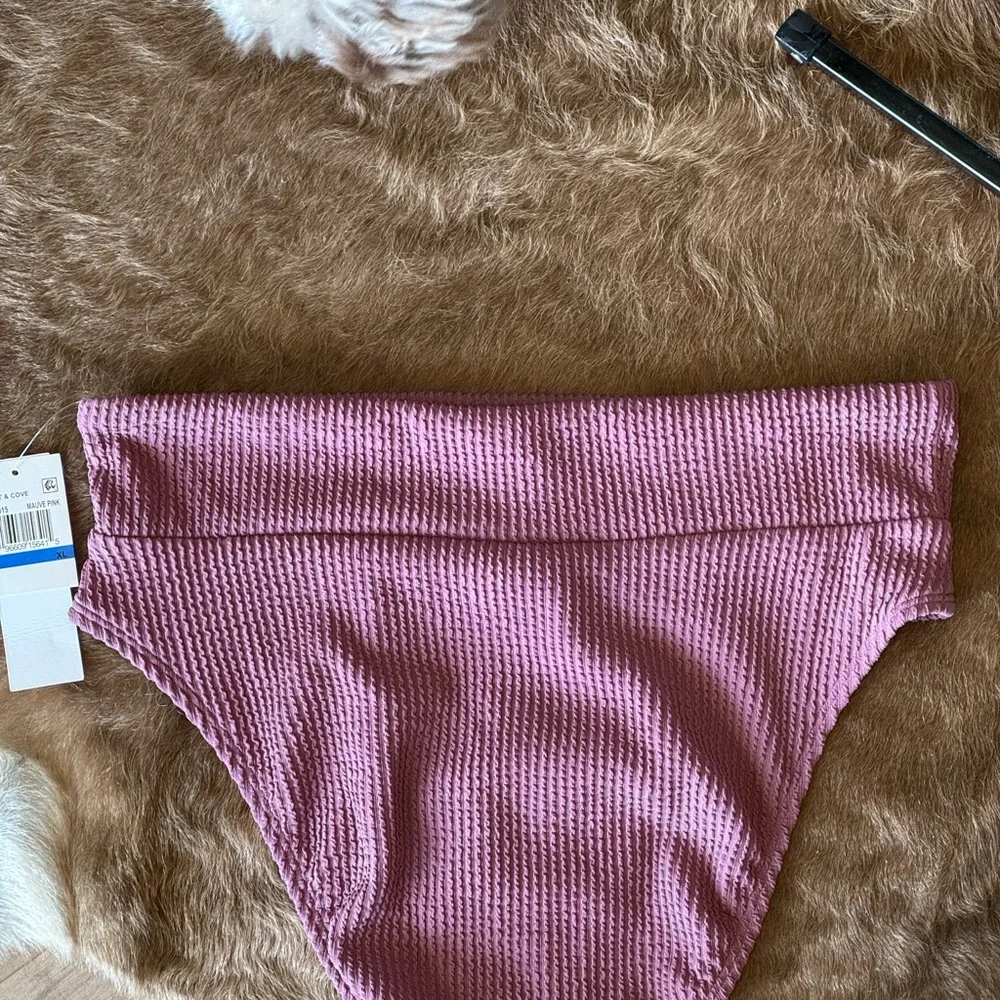 Salt + Cove Sandy Bikini Bottom NWT Size XL Mauve Pink Ribbed High-Waist